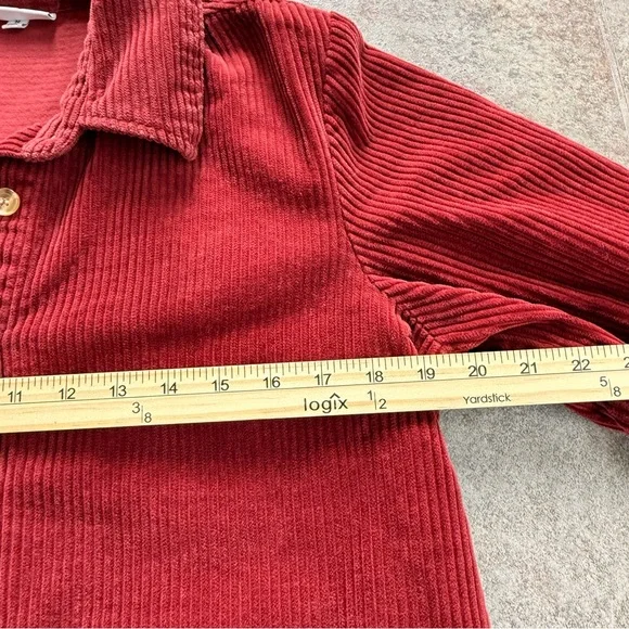 NorthStyle Corduroy Button Front Shirt Deep Red Size Medium - Picture 9 of 12